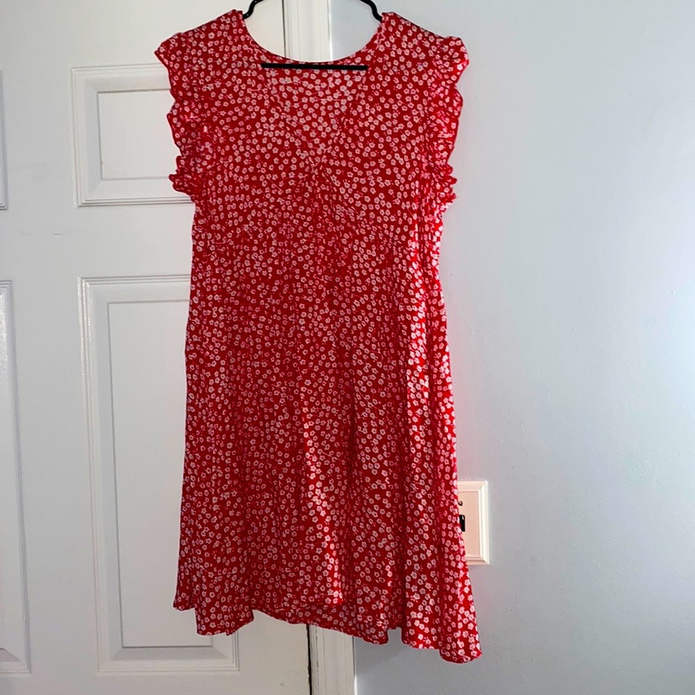 Red summer floral dress
